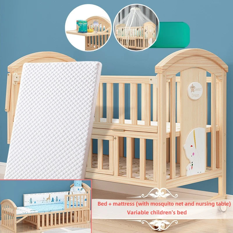 lit bébé multifonctionnel hauteur réglable filet moustiquaire table langer moderne