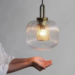 lampe suspendue transparente dorée rayures horizontales moderne filament câble électrique 90v 260v 249lm 2000lm