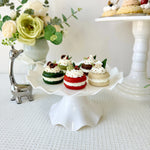 support gâteaux moderne bleu vert gris rose beige plateau ondulé base conique anniversaire mariage