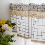 rideau lin blanc noir beige carreaux dentelle moderne rustique cuisine fenêtre