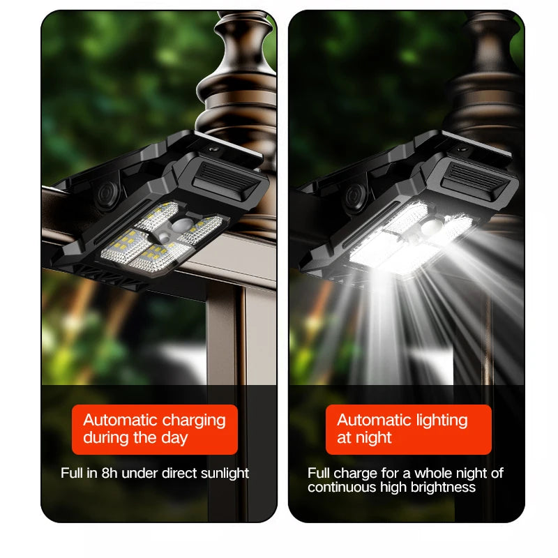 lampe solaire clip noir moderne détecteur mouvement modes ip65 led autoinstallation abs