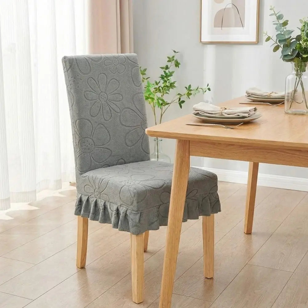 housses chaise moderne fleur dentelle 100% polyester beige orange gris