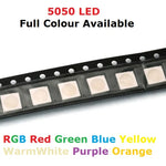 diodes led 5050 rouge vert bleu jaune blanc chaud violet orange électronique carré blanc