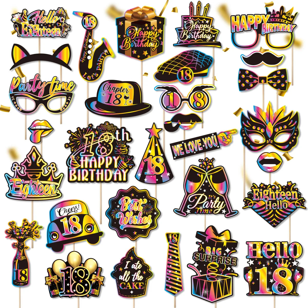 masques fête multicolores holographiques anniversaire noir blanc piquets variété motifs festive