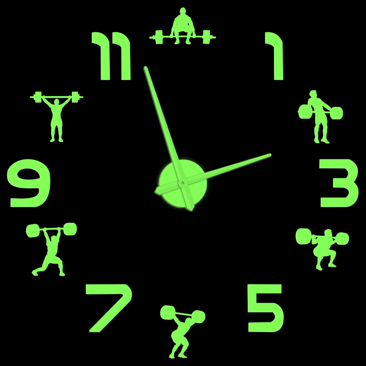 Horloge murale sportive DIY chiffres détachables personnes haltères moderne argentée