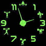 Horloge murale sportive DIY chiffres détachables personnes haltères moderne argentée