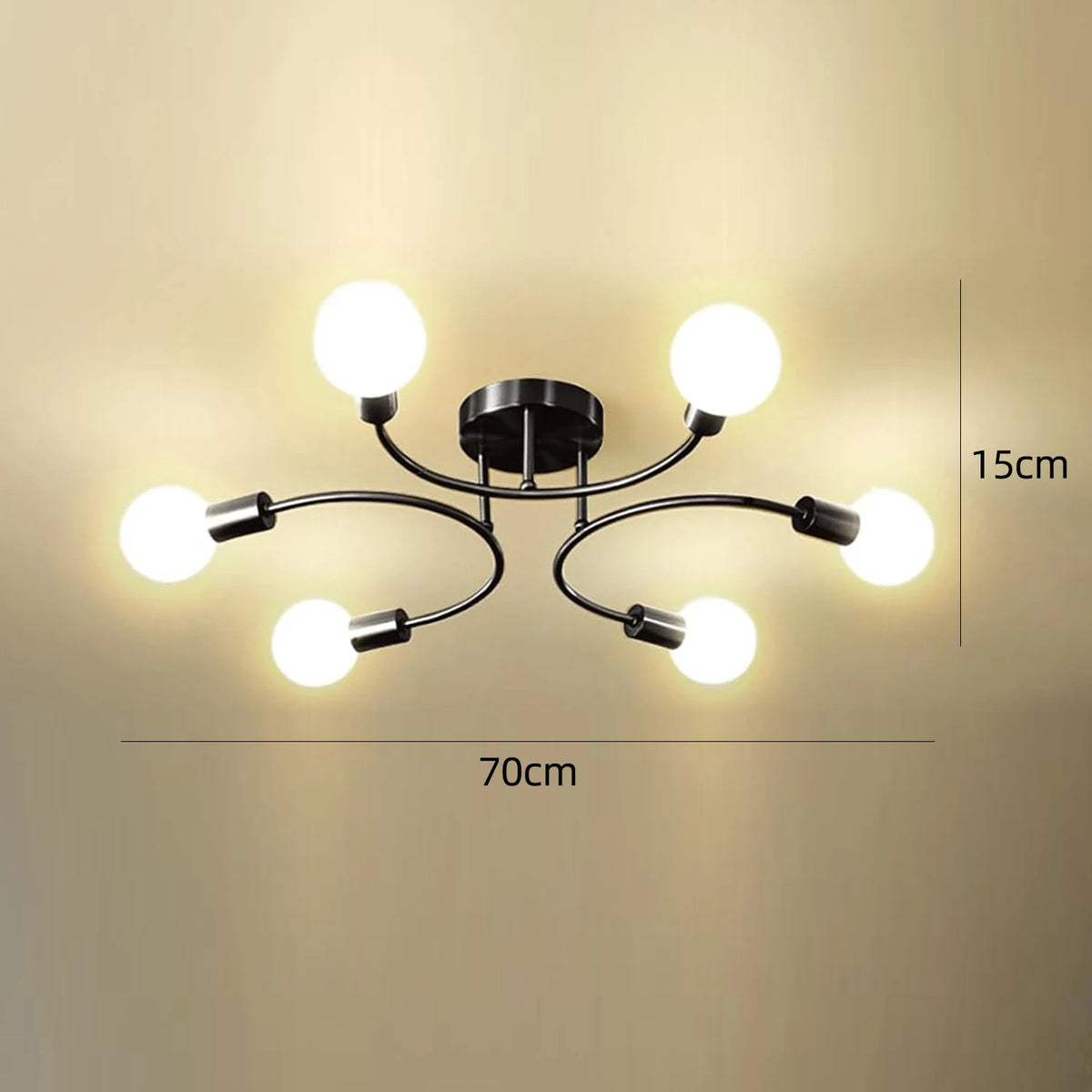 plafonnier moderne noir or élégant ampoules cuisine chambre contemporain