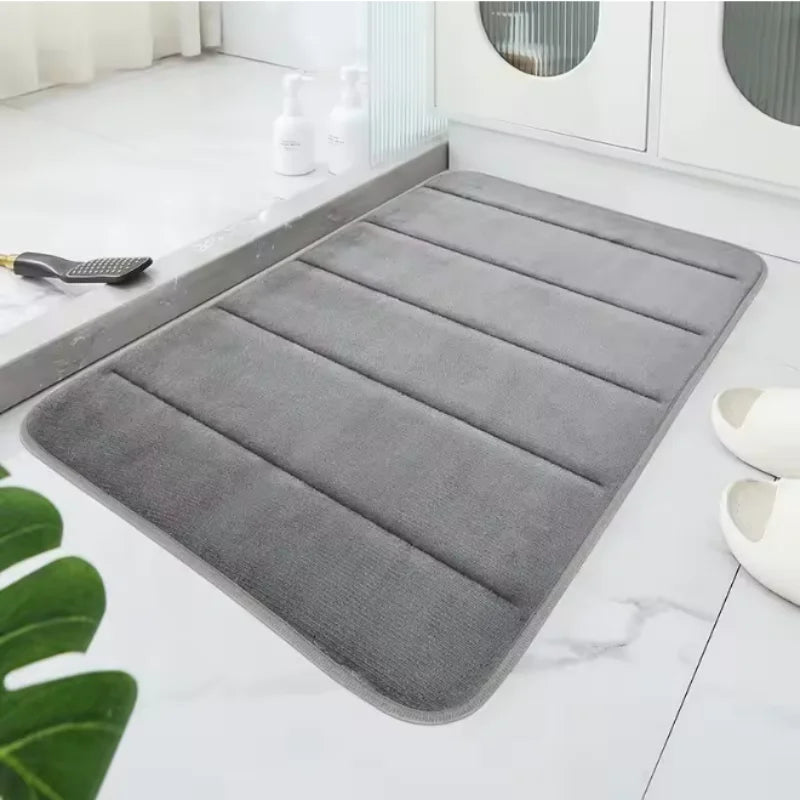 tapis sol gris doux moderne absorbant antidérapant machine lavable 40cm 60cm