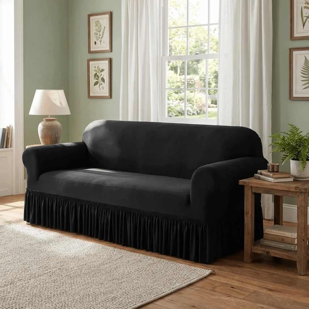 housse canapé extensible anti poussière élastique canapé trois places moderne gris noir
