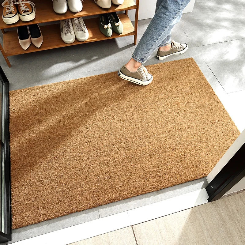 tapis d'entrée moderne marron clair résistant texture naturelle adhésif extérieur sol 50x80cm 60x90cm