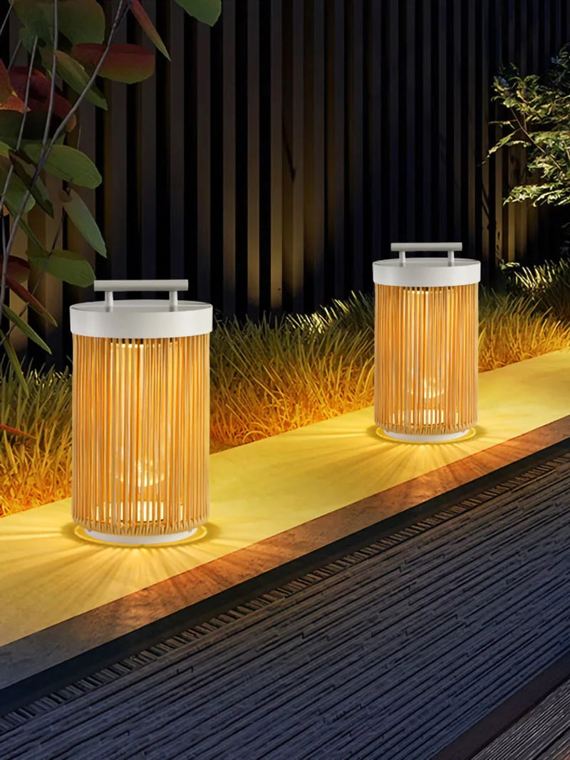 lampe sol moderne blanc bois ampoule led éclairage extérieur jardin ip65
