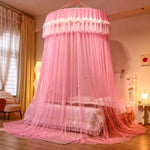 rideau lit blanc rose bleu violet translucide classique romantique plié maison polyester unisexe