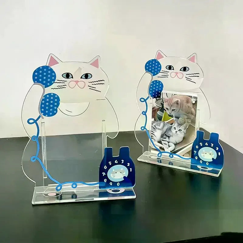 cadre photo chat transparent bleu violet clips ballons chiffres mignon kawaii