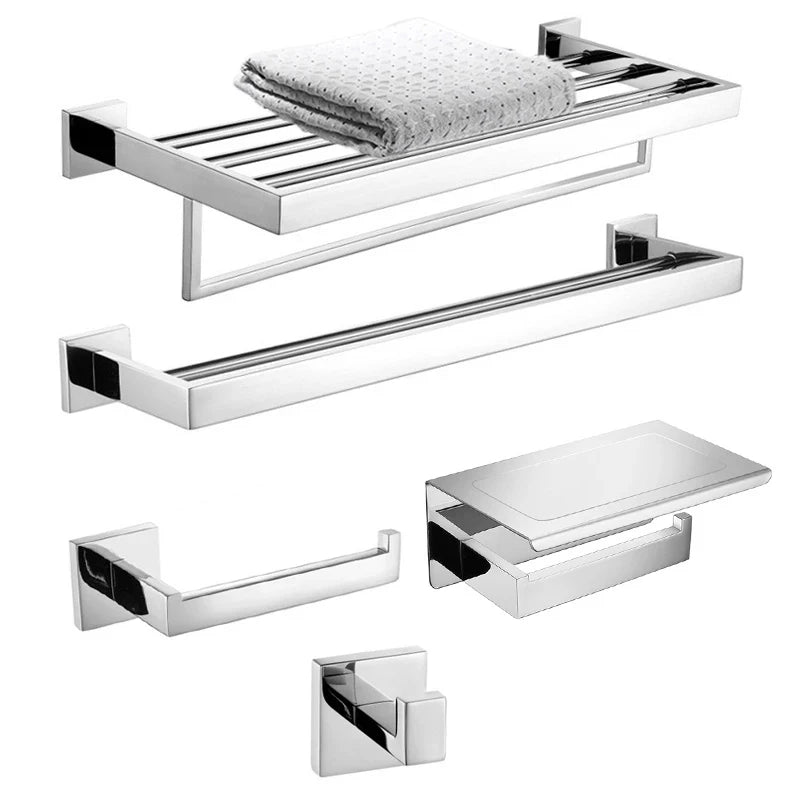 accessoires salle bain chrome modernes porte serviettes mural vis fixés ensemble quincailleries