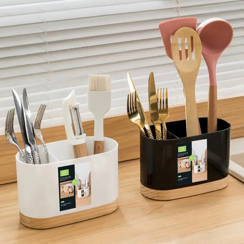 organiseur vaisselle moderne rangement couverts cuisine blanc noir pliable texture bois minimaliste