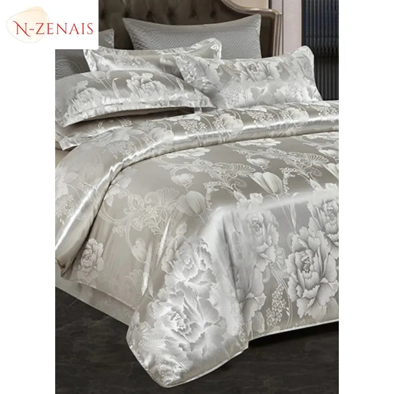 Détail tissu satin jacquard housse de couette