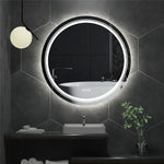 miroir rond lumineux argenté moderne éclairé antibuée écran tactile led dimmable