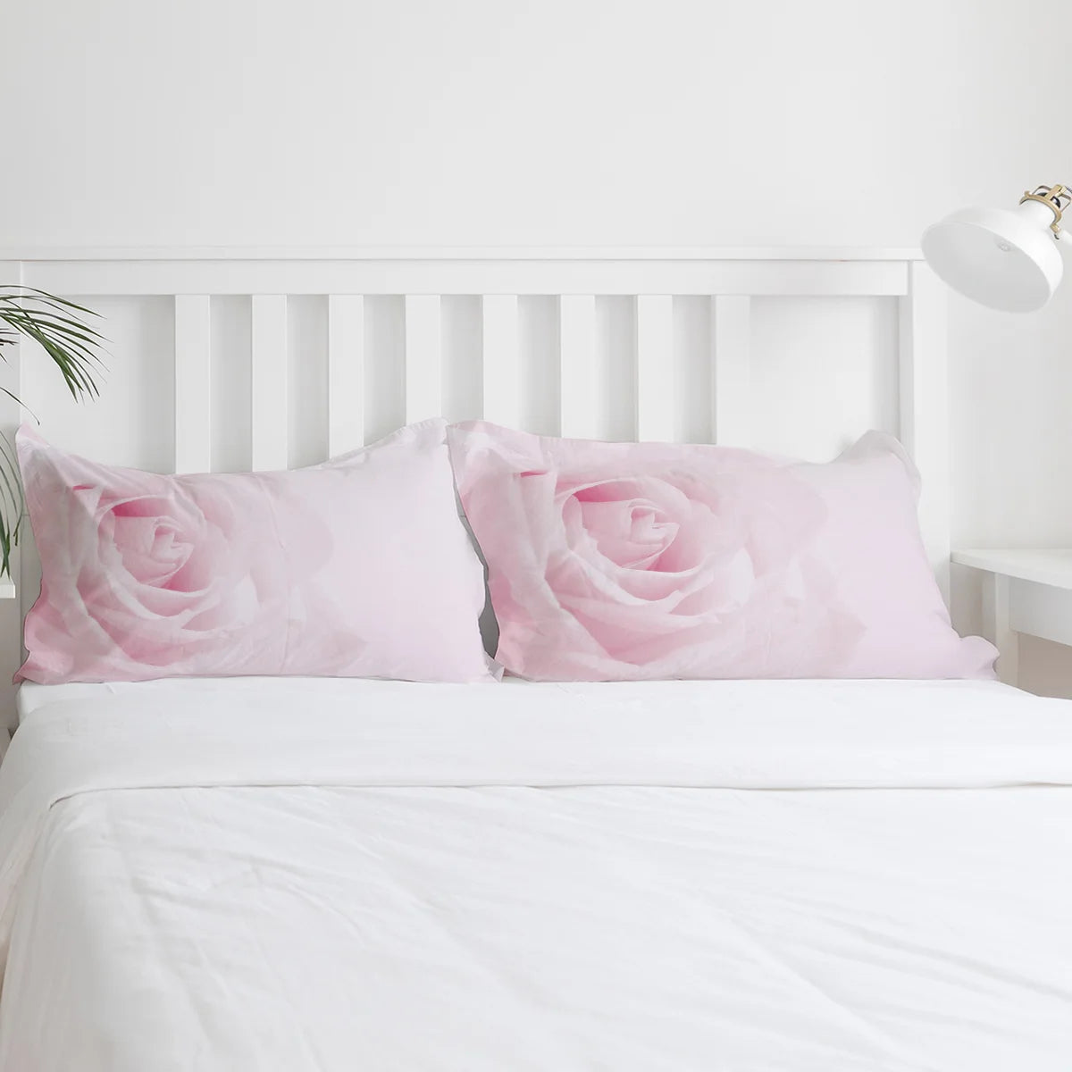 Taie d'oreiller assortie à l'ensemble de literie rose fleur