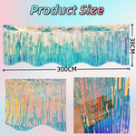 rideau festif iridescent bleu vert argent moderne mariage anniversaire ondulé 300cm 380cm