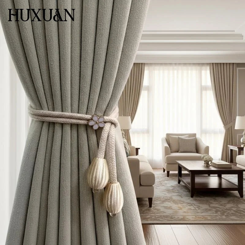 rubans fenêtres blancs gris modernes élégants boutons décoratifs clous réglables sans perçage