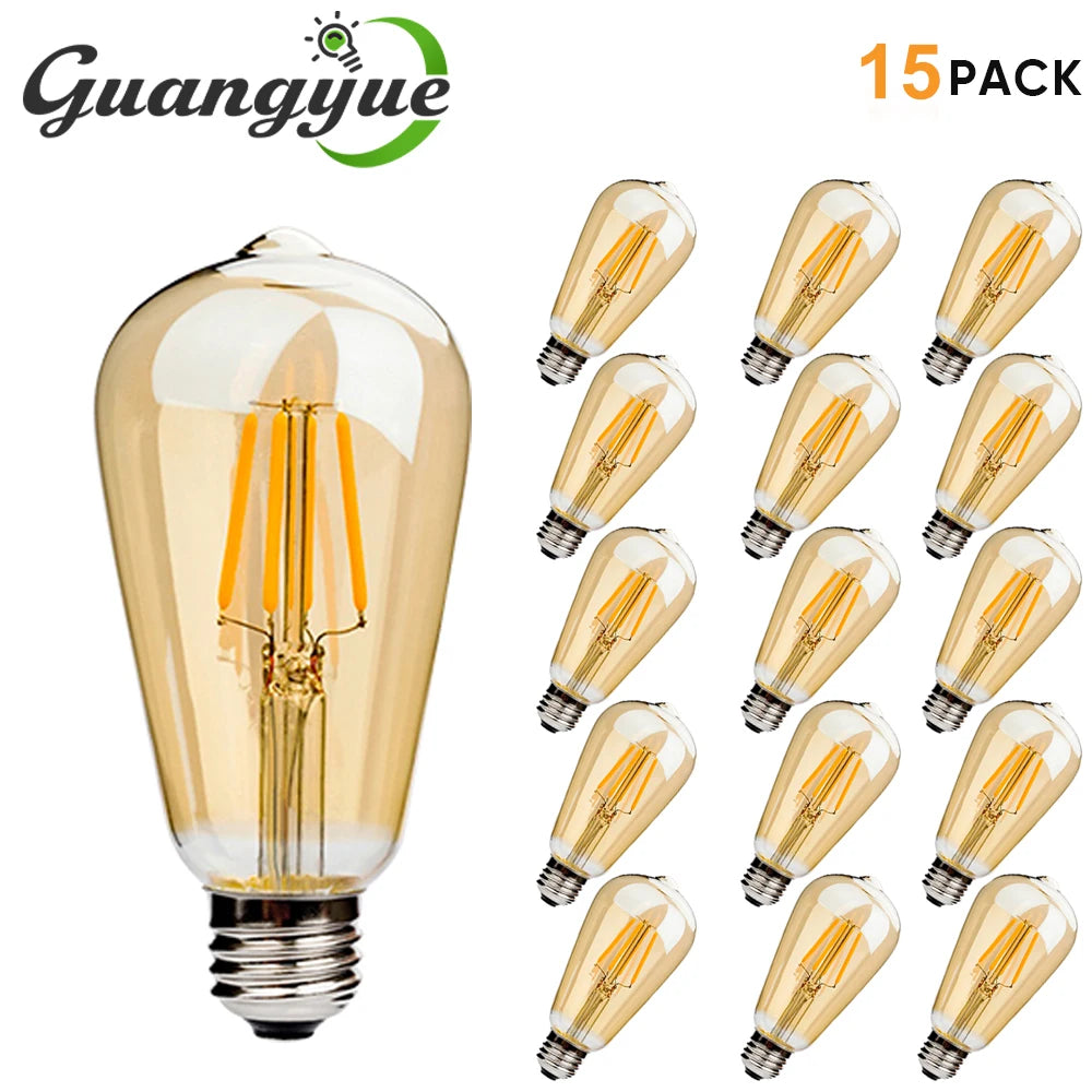 ampoule led filament vintage e27 4w 6w 2700k transparente dorée 220v 25000h