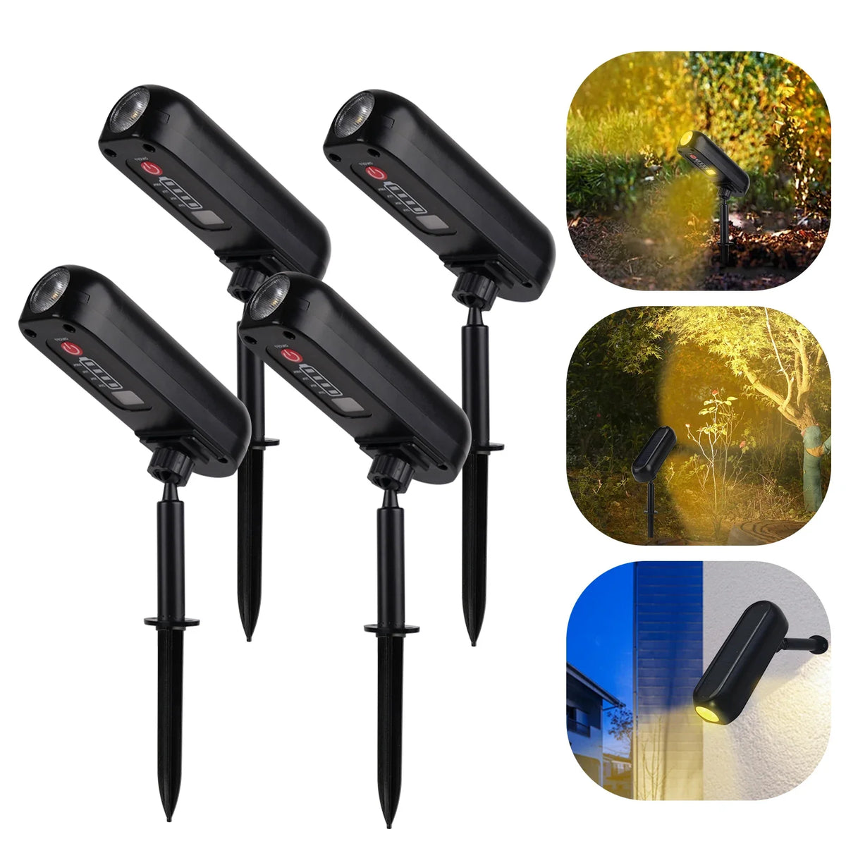 projecteur solaire led extérieur noir moderne ip65 spot paysager ambiancé tringle montage