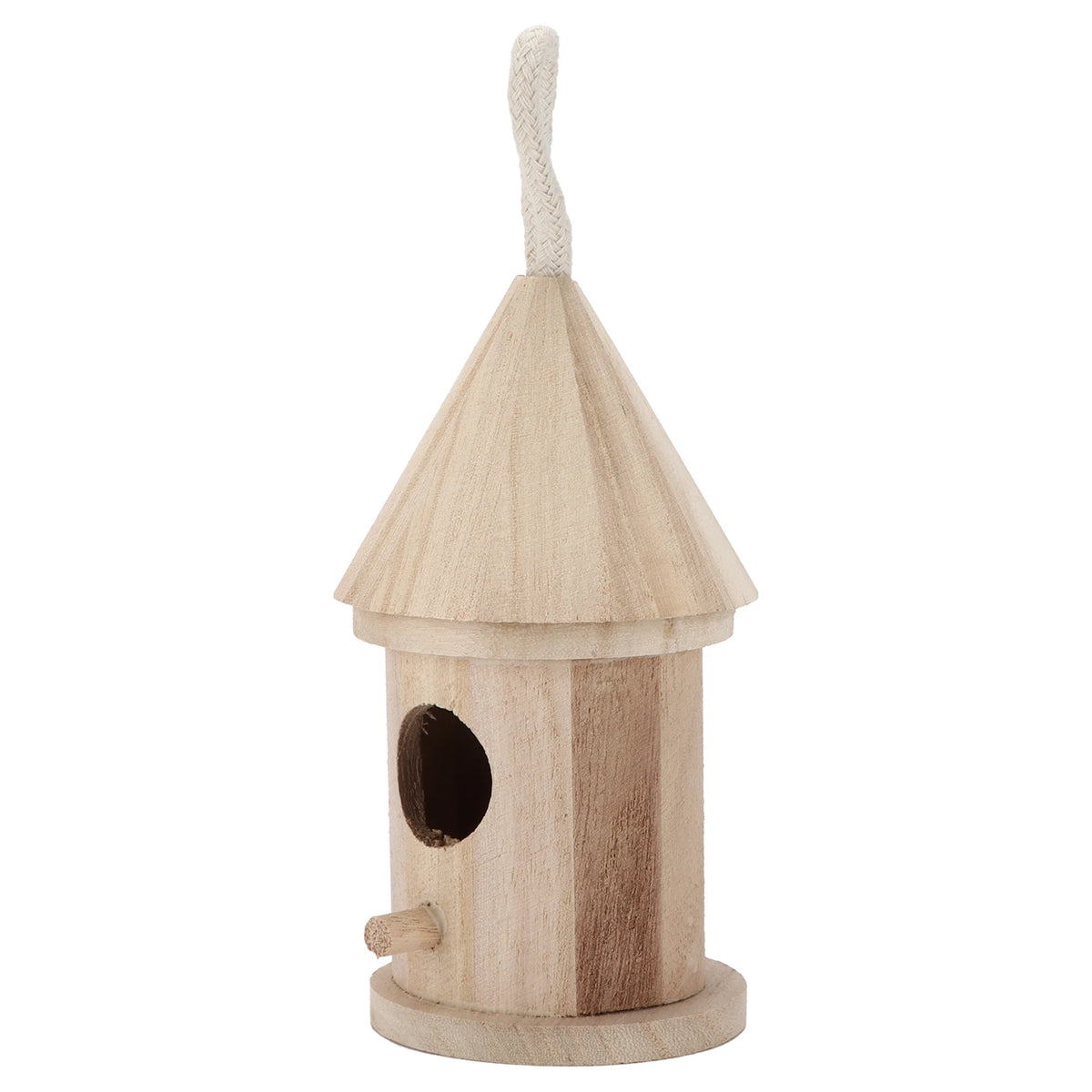 nid oiseaux bois suspendu rustique decoration jardin exterieur entrée oiseaux base plate cordons suspension