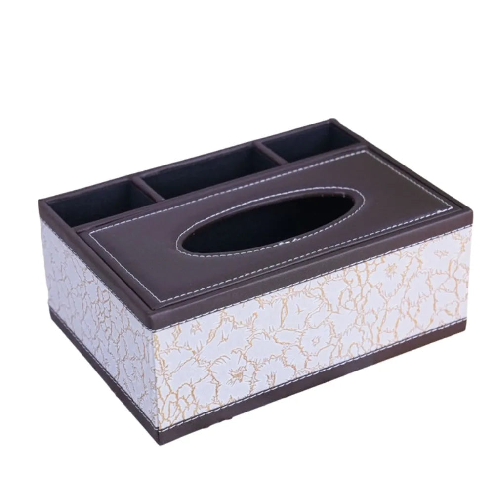 boîte mouchoirs simili cuir noire classique compartiments rangement télécommande objetos divers