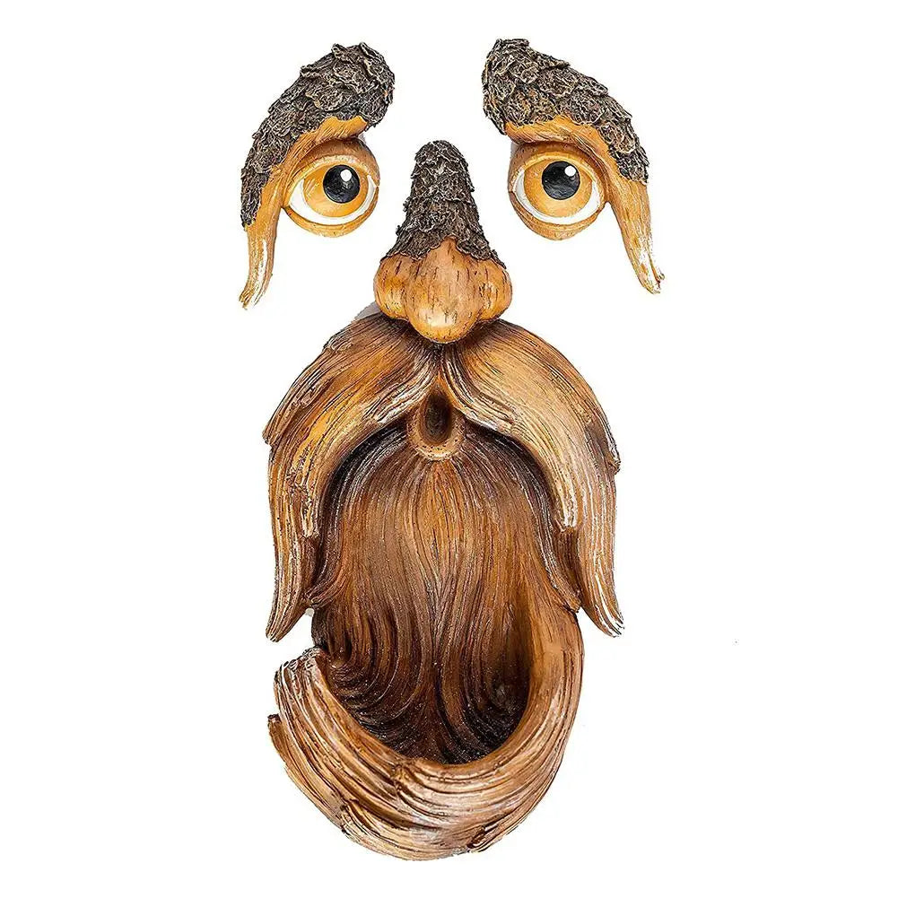 décoration jardin sculpture homme barbe perruche yeux brillants nuit mangeoire oiseaux fixations arbresextérieur