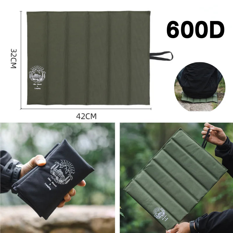 coussin siège pliable vert olive imprimé blanc mousse épais résistant humidité camping portable pratique
