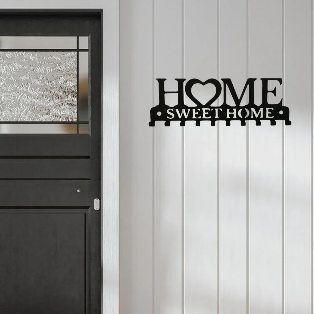 porte cle mural noir fer lettres sweet crochet organisation entree maison moderne