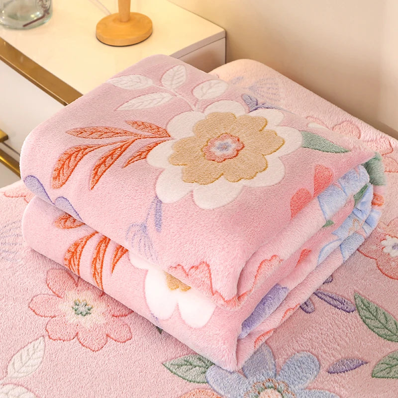 couverture polaire fleur rose printemps automne portable qualité hospitalière hôtelière voyage maison