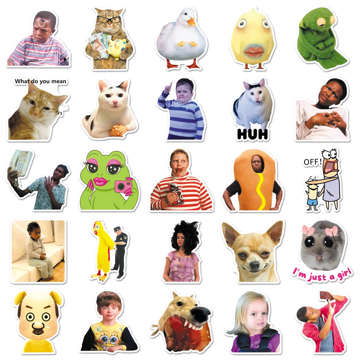 stickers humoristiques memes internet multicolores adhésifs feuillets variés personnages expressions faciales