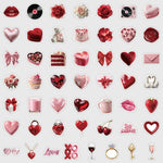 sticker adhésif romantique valentin coeurs fleurs gâteau bougies lettres bijoux rouge rose blanc
