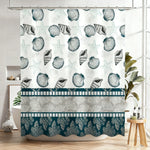 rideau douche polyester blanc fleur géométrique moderne anneaux
