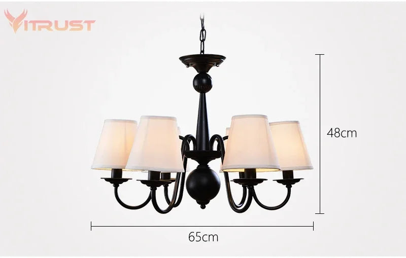 lustre fer noir classique abat jour blancs interrupteur bouton verre dépoli