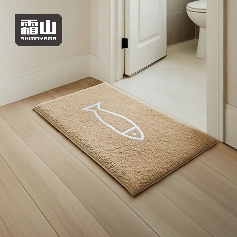 tapis sol polyester flocage poisson blanc moderne lavable maison durable