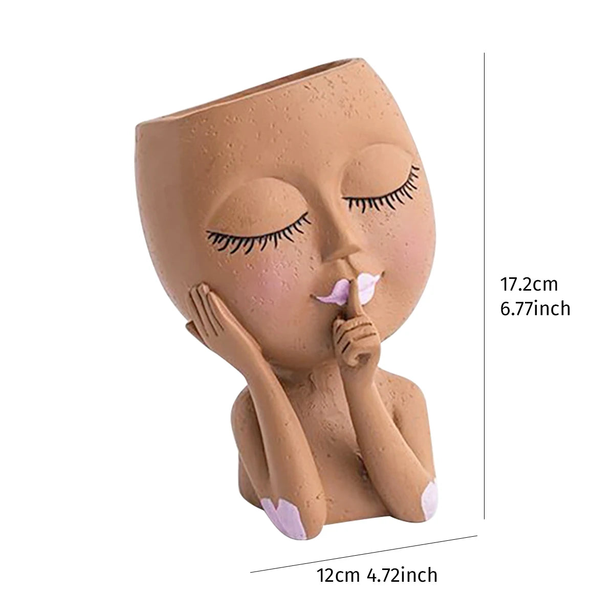 pots fleurs résine moderne unisexe adultes beige rose violet texturé détails visage plante grimpante