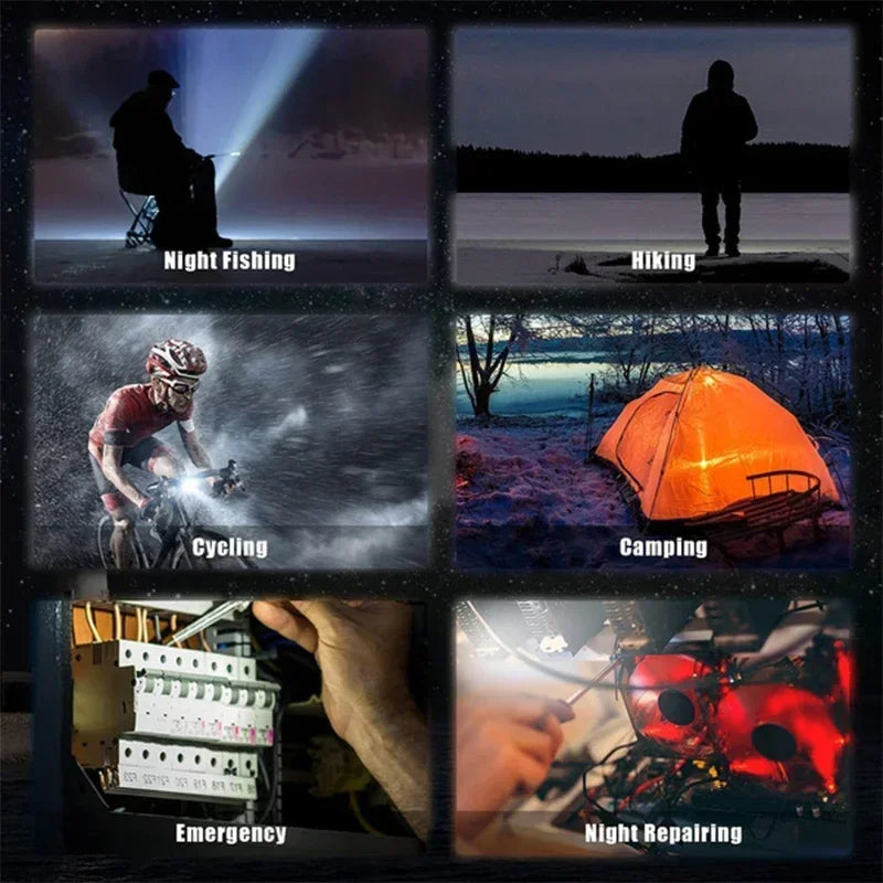 lampe torche rechargeable led portable pratique clip noir compactextérieur camping