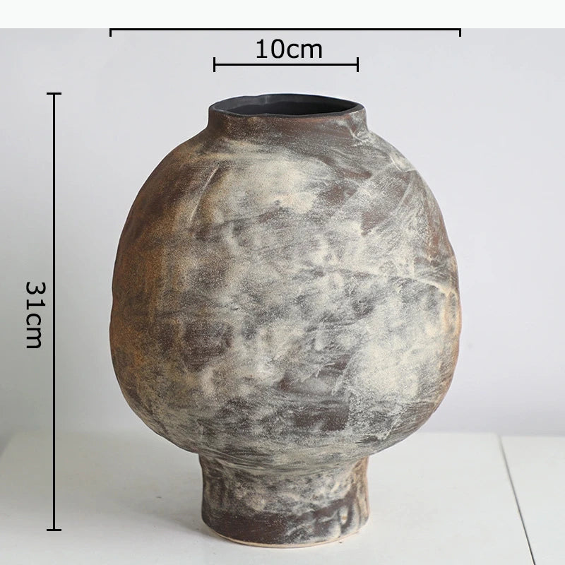 vases marron gris blanc texture marbrée artisanal rustique vase table nouveau classique post moderne