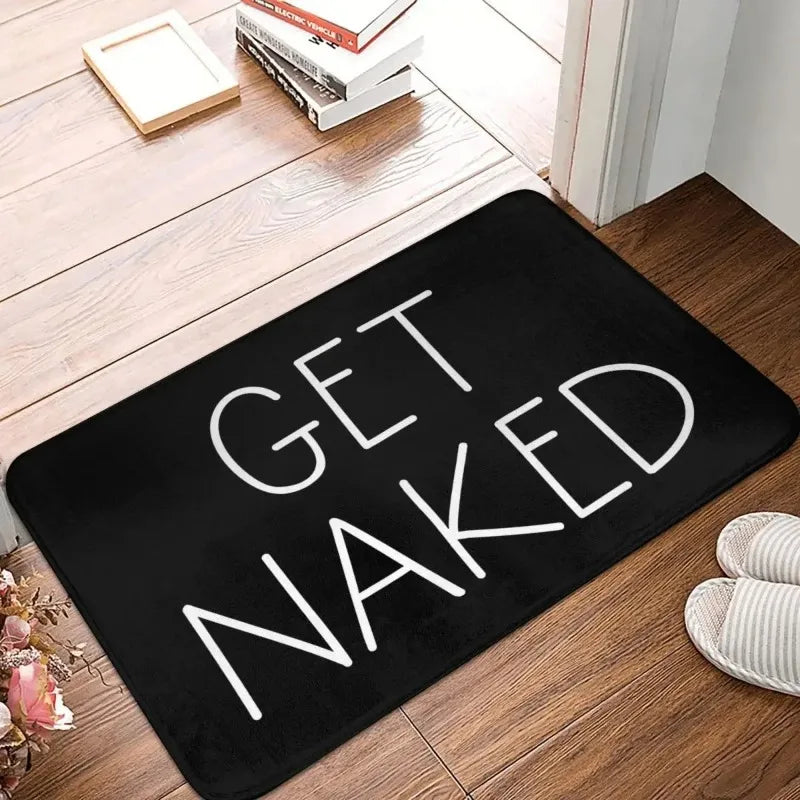 tapis bain noir motif lettre blanche moderne doux antidérapant salon chambre décoration maison
