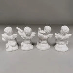 statuette ange blanc instrument classique résine polie décor maison 3.8x3.5x7cm