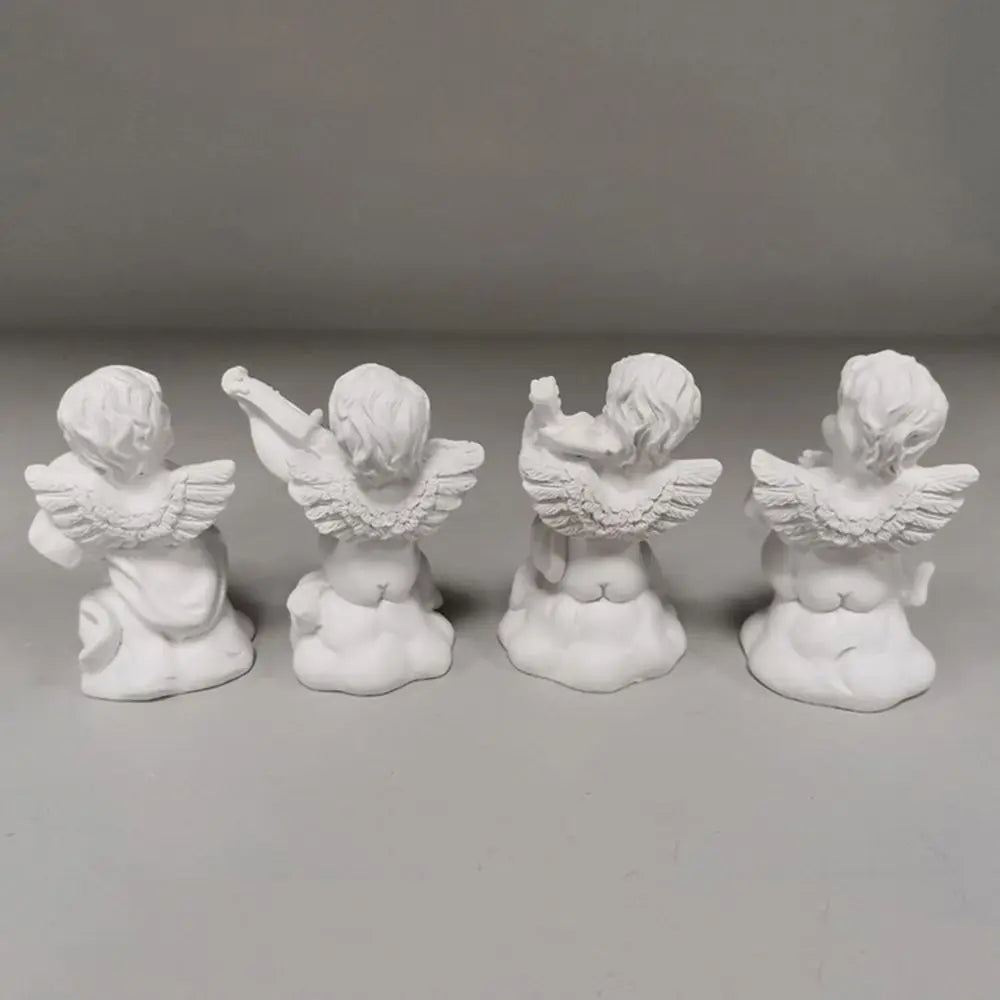 statuette ange blanc instrument classique résine polie décor maison 3.8x3.5x7cm