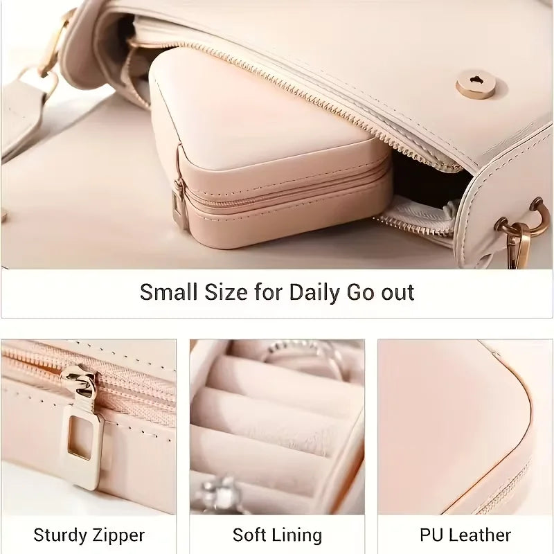 boîtes bijoux réutilisables simili cuir couleurs moderne fermeture glissière poche élastique crochets colliers rouleaux