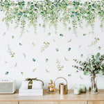 sticker mural adhésif feuilles botanique moderne naturel 71cm 88cm vert aquarelle chambre salon