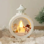 lanterne noël santa claus renne verre translucide vintage décoration fenêtre ambiance noire blanche