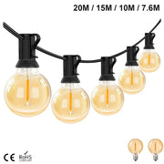 guirlande lumineuse vintage 20m 50 ampoules jaune ambrée étanche dimmable noël mariage