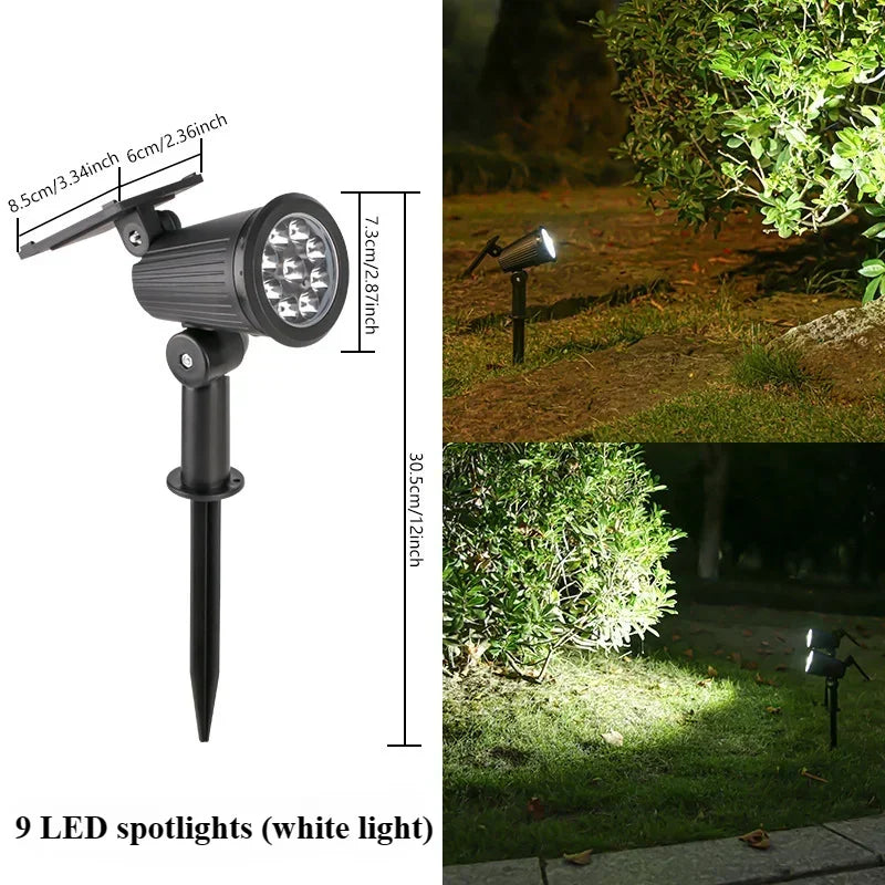 projecteur solaire led 9lumieres réglable moderne jardin étanche noir abs