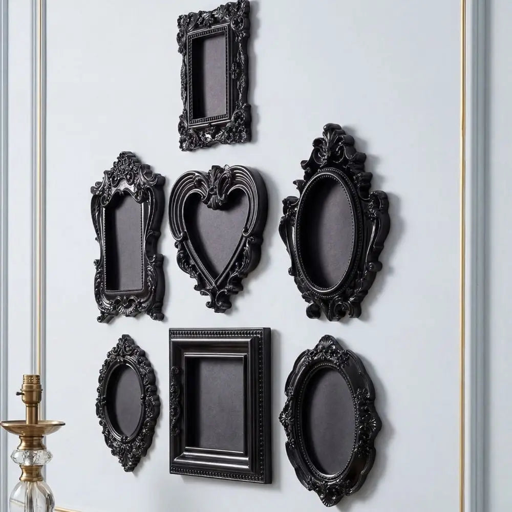 cadres photo noir baroques ornements brillants classiques suspension miroir souvenirs affichage