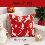 housse coussin motif flocons neige rennes noel vert blanc coton polyester lit festive